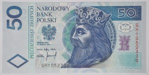 50 zlotých 1994, série GH, vzácně v UNC