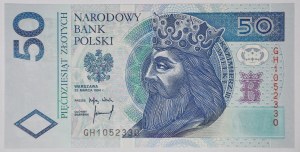 50 Zloty 1994, Serie GH, selten in UNC