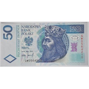 50 zlotých 1994, séria GW, vzácne v UNC