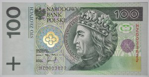 100 zloty 1994, serie HZ, raro in UNC, ultimo della fila H