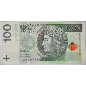 100 złotych 2012, ser. AD, czwarta seria