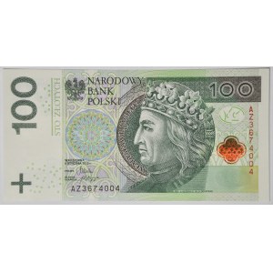 100 złotych 2012, seria AZ, ostatnia z pierwszego rządku A