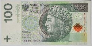 100 złotych 2012, seria AZ, ostatnia z pierwszego rządku A