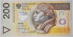 200 złotych 1994, seria DT, rzadka w UNC