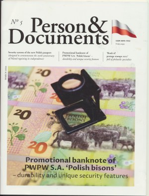 PWPW, Homme et documents n° 5 avec le billet de 20 bisons polonais FO1008787 et le timbre promotionnel