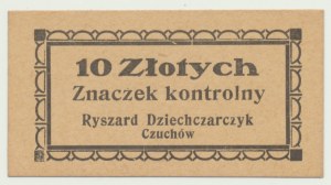 Sliezsko, 30. roky druhej republiky, 10 zlotých (namiesto zlotých) Czuchów, Zakłady Mięsne Dziechczarczyk, NIENOTOVANÉ