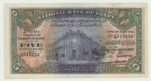 Egypt, 5 Pounds 1942, rare