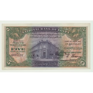 Egipt, 5 Pounds 1942, piękne i rzadkie
