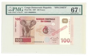 Congo, Repubblica Democratica, 100 franchi 1997, SPECIMEN L0000000A