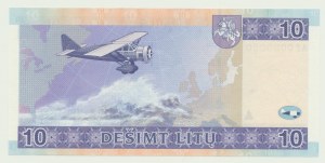 Litwa, 10 litu 2001, AF 0000050, bardzo niski numer