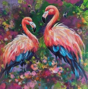 Magdalena Rochoń, Flamingos' colorful courtship, 2024