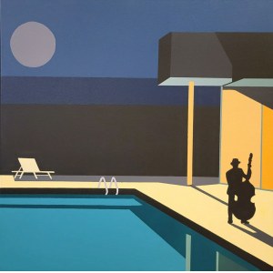 Jean-Claude Plewniak, Luna, contrabbasso e piscina, 2024