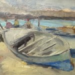 G. DI RENZO, Marina z łodziami w suchym doku - G. Di Renzo (1886-1956)