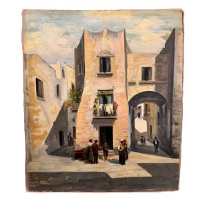 R.RAIOLA, View of villages with characters - R.Raiola