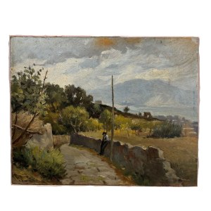 S.D'AMATO, Paesaggio con contadino - S. D'Amato, 1947