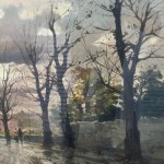 E.BRIANTE, Road with trees and carriage - E. Briante