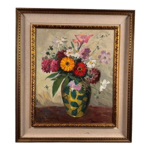 L.BERTOLINGRANDE, Vase mit Blumen - L. Bertolingrande