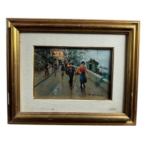 L.GIORDANO, Characters strolling in Naples - L. Giordano