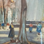 A.MASSARI, Street scene with figures - A. Massari