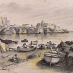 E.VANNUCCI, Seascape with beached boats - E. Vannucci