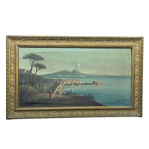 ANONIMO, paesaggio marino napoletano e Vesuvio