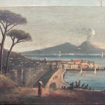 ANONIMO, paesaggio marino napoletano e Vesuvio