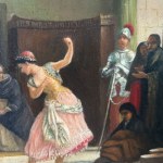 ANONIMO, scena d'interno con una ballerina