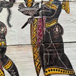 Künstlerische Komposition aus 9 glasierten und handdekorierten Terrakottafliesen Pompejische Szene