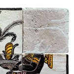 Composizione artistica composta da 9 piastrelle in terracotta smaltata e decorata a mano Scena pompeiana