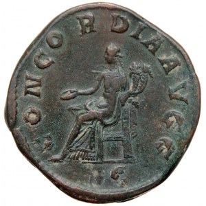 Roman Empire, Pupienus, Sestertius Concordia