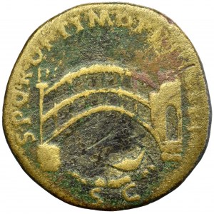 Roman Empire, Trajan, Sestertius Bridge reverse