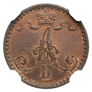 Rosyjska okupacja Finlandii, Aleksander II, 1 penni 1866 - NGC MS65 RB