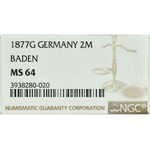 Niemcy, Badenia, 2 marki 1877 G - NGC MS64