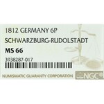 Niemcy, Schwarzburg-Rudolstadt, 6 fenigów 1812 - NGC MS66