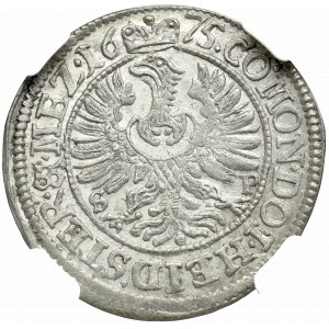 Śląsk, Sylwiusz Fryderyk, 3 krajcary 1675, Oleśnica - NGC MS63