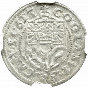 Śląsk, Karol II, 3 krajcary 1613, Oleśnica - NGC MS64