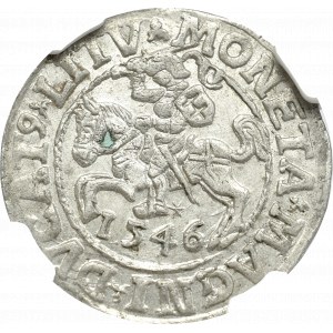 Zygmunt II August , Półgrosz 1546, Wilno - NGC AU58 
