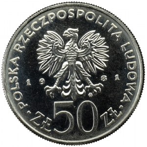 PRL, PRÓBA nikiel 50 złotych 1981 Bolesław II Śmiały 