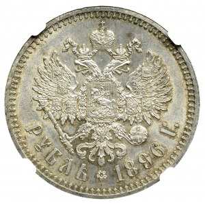 Rosja, Mikołaj II, Rubel 1896 Paryż - NGC UNC Details