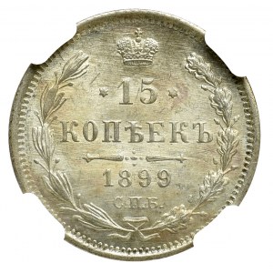 Russia, Nicholas II, 15 kopecks 1899 АГ - NGC MS66