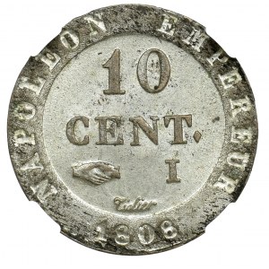 Francja, Napoleon I, 10 centimów 1808 Limoges - NGC MS65