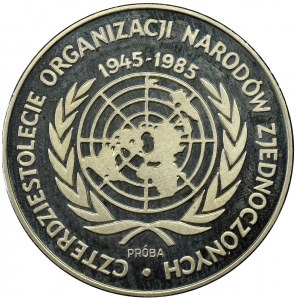 PRL, PRÓBA nikiel 500 złotych 1985 40 lat ONZ 