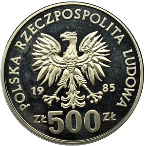 PRL, PRÓBA nikiel 500 złotych 1985 40 lat ONZ 