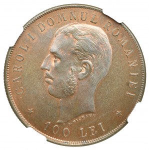 Rumunia, Karol I, PRÓBA 100 Lei 1906 brąz - NGC PF65 BN