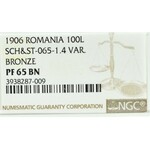 Rumunia, Karol I, PRÓBA 100 Lei 1906 brąz - NGC PF65 BN