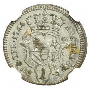 Austria, Maria Teresa, 1 krajcar 1744 Wiedeń - NGC MS64