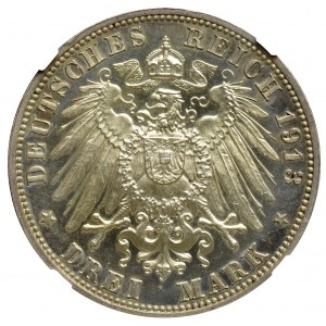 Germany, Saxony, 3 mark 1913 E - NGC PF61 Cameo