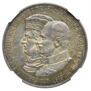 Niemcy, Saksonia, 2 marki 1909 - 500 lat Uniw. w Lipsku NGC MS65