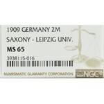 Niemcy, Saksonia, 2 marki 1909 - 500 lat Uniw. w Lipsku NGC MS65