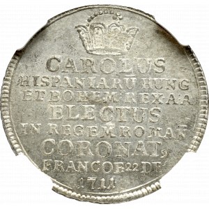 Austria, Karol VI Habsburg 1685-1711-1740, żeton koronacyjny 1711 - NGC MS64